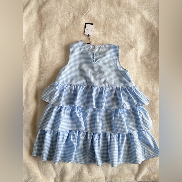 NWT Who What Wear blue and white gingham cotton tiered ruffle dress | XL | plus - Picture 2 of 4